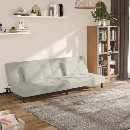 2-personers sovesofa med 2 puder fløjl blå