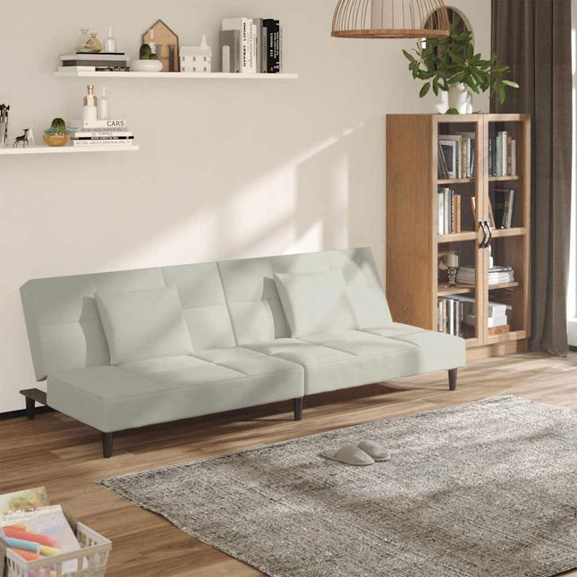 2-personers sovesofa med 2 puder fløjl blå