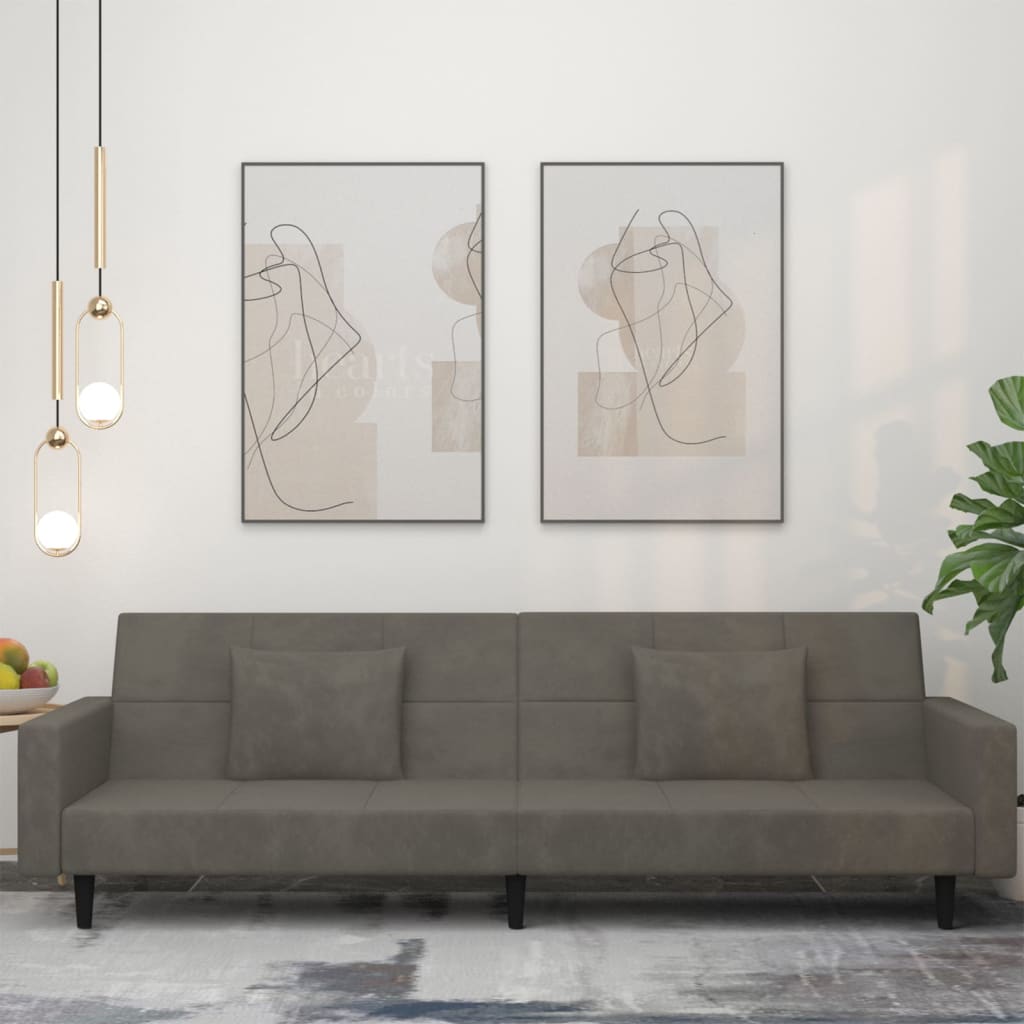 2-personers sovesofa med 2 puder fljl mrkegr