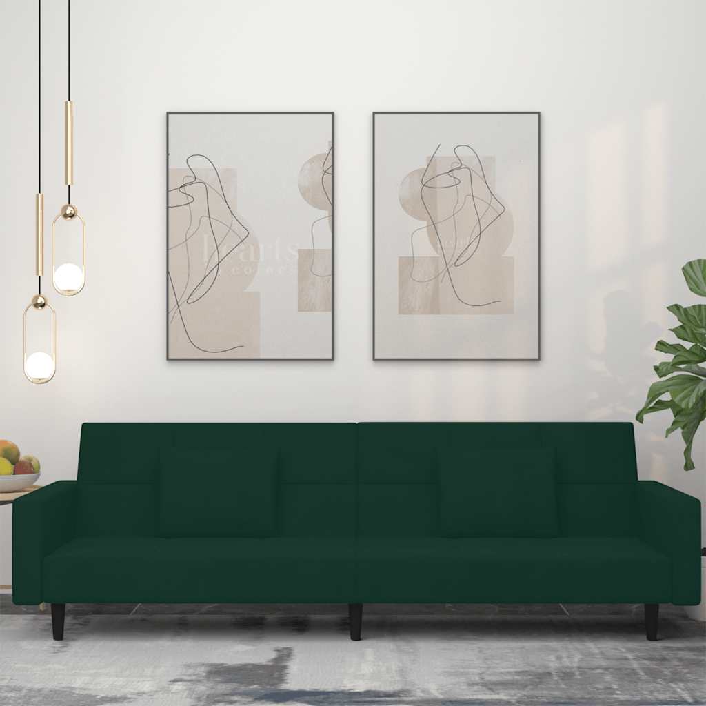 2-personers sovesofa med 2 puder fljl mrkegrn