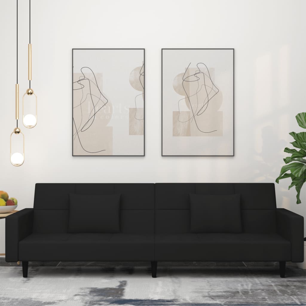 2-personers sovesofa med 2 puder fljl sort