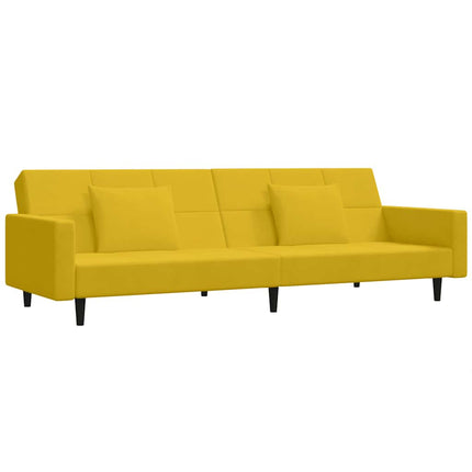 2-personers sovesofa med 2 puder fløjl gul