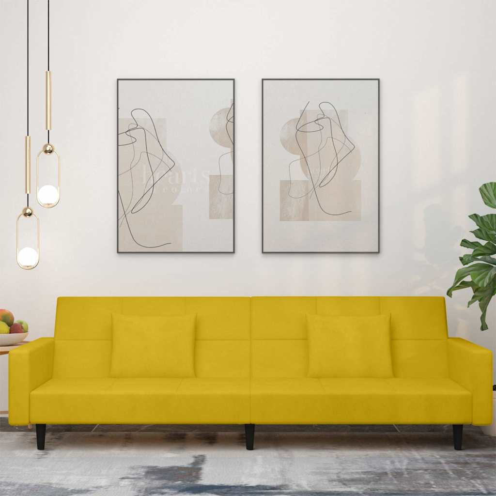 2-personers sovesofa med 2 puder fljl gul