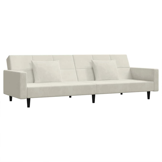 2-personers sovesofa med 2 puder fløjl blå
