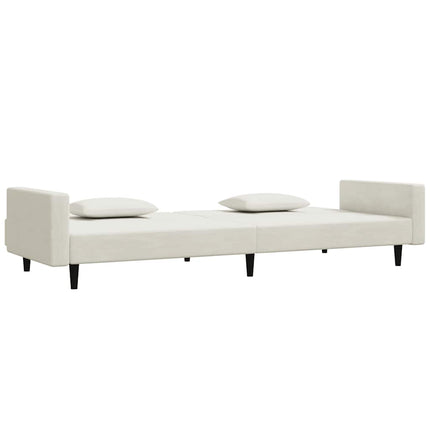 2-personers sovesofa med 2 puder fløjl blå