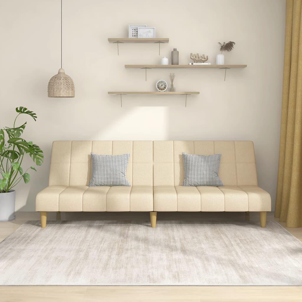 2-personers sovesofa stof cremefarvet billede