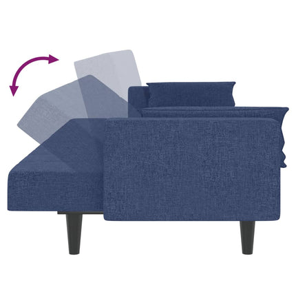 2-personers sovesofa med 2 puder stof blå