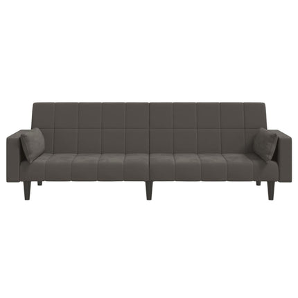 2-personers sovesofa med 2 puder fløjl mørkegrå