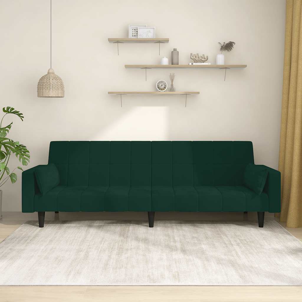 2-personers sovesofa med 2 puder fljl mrkegrn