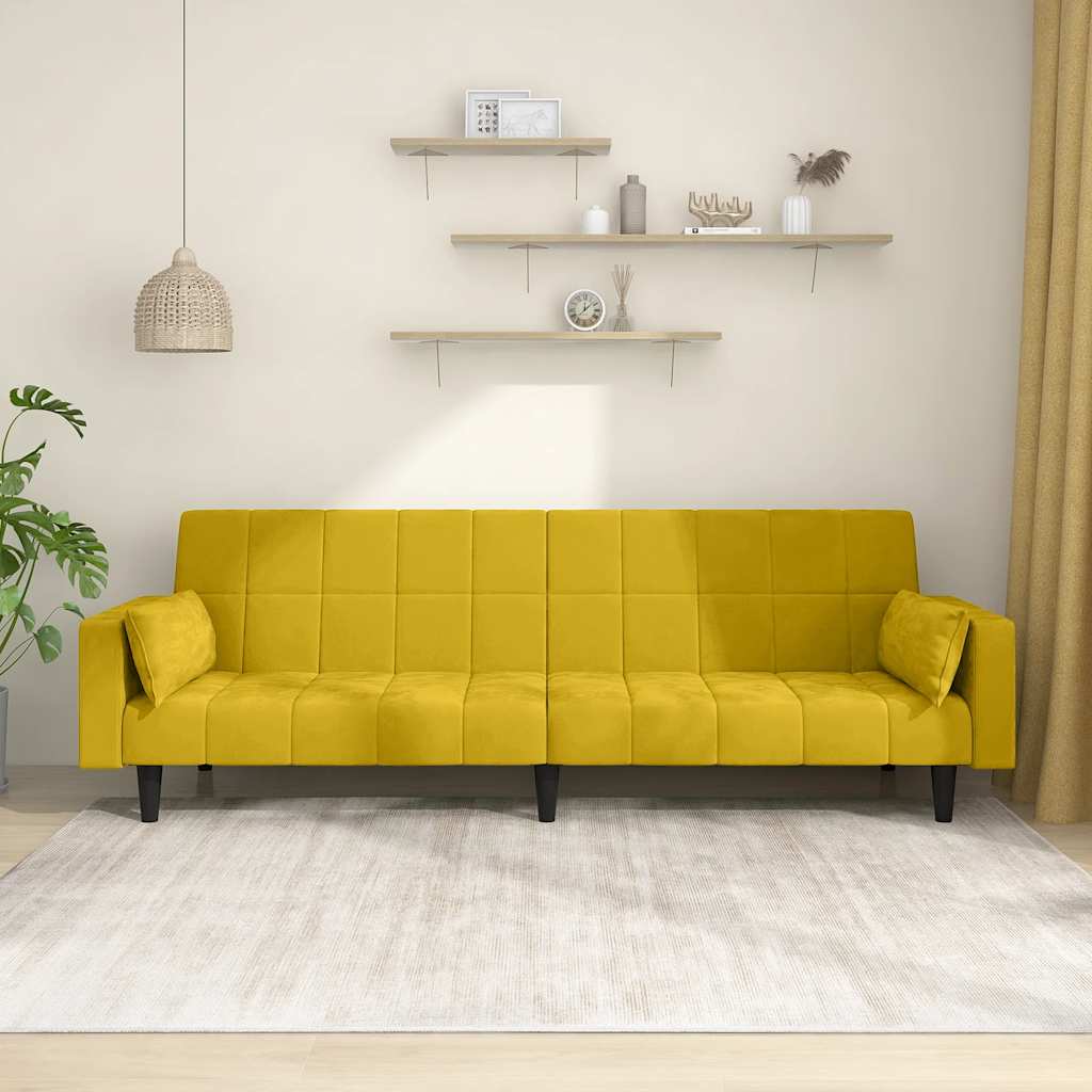 2-personers sovesofa med 2 puder fljl gul
