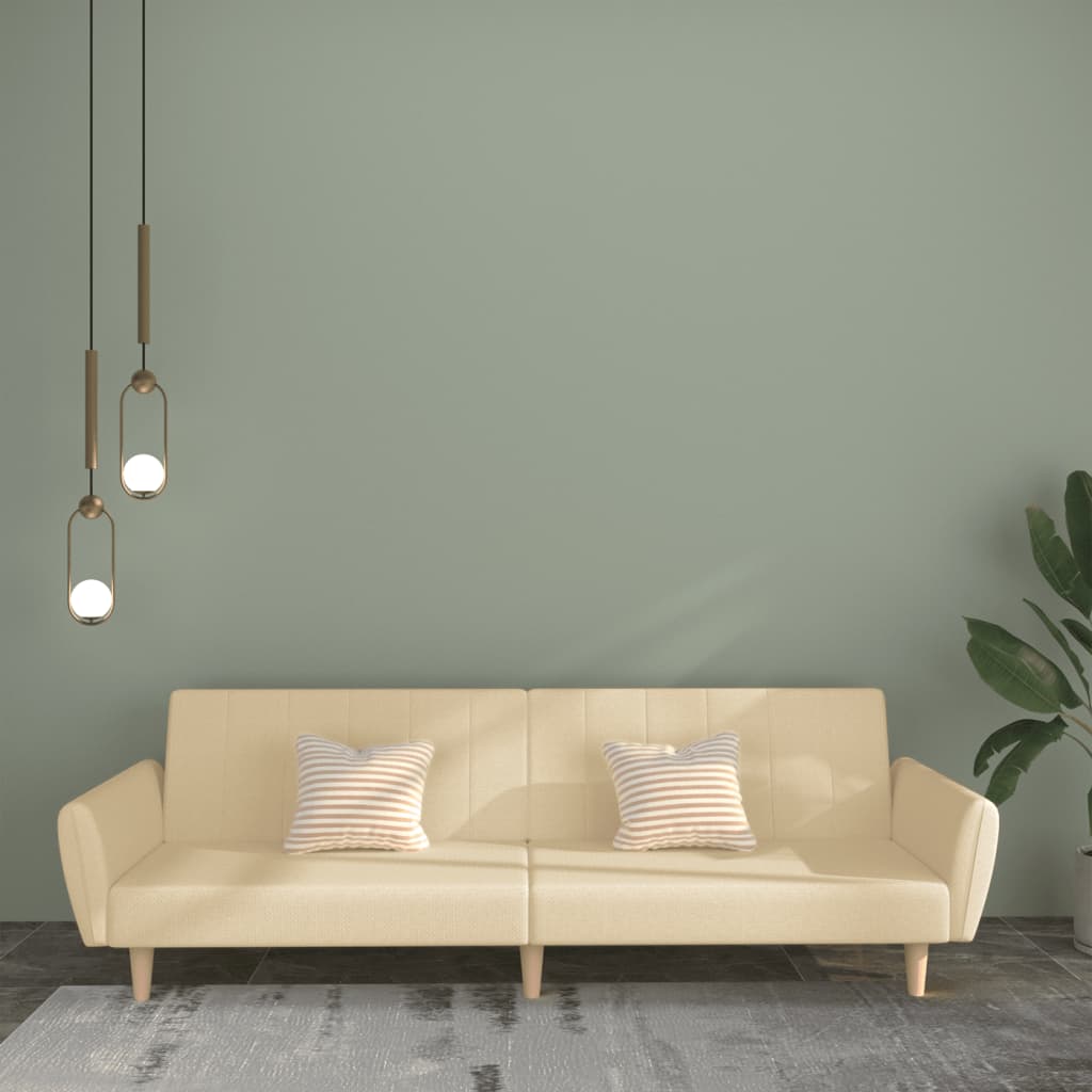 2-personers sovesofa i stof - cremefarvet