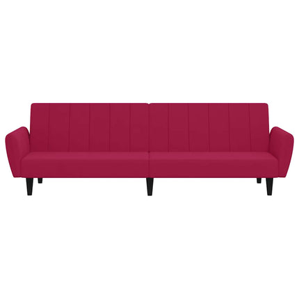 2-personers sovesofa fløjl vinrød