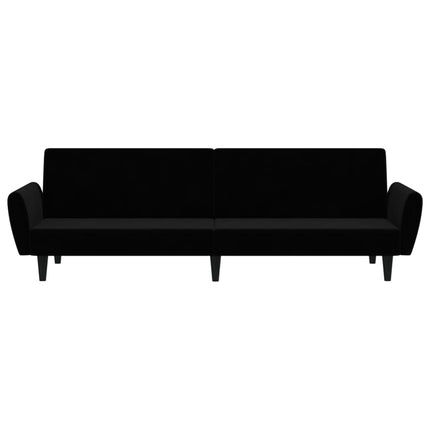 2-personers sovesofa fløjl sort