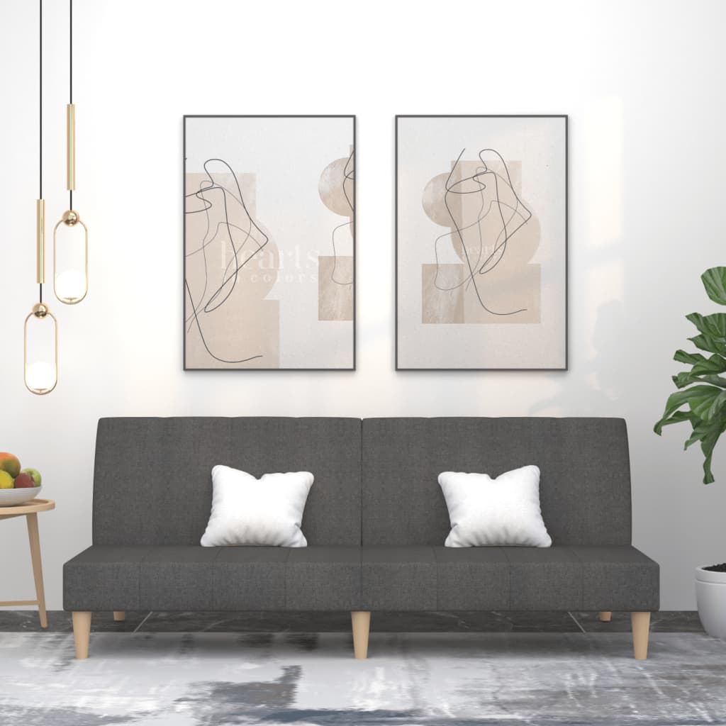 2-Personers Sovesofa Stof - Mørkegrå / Uden armlæn