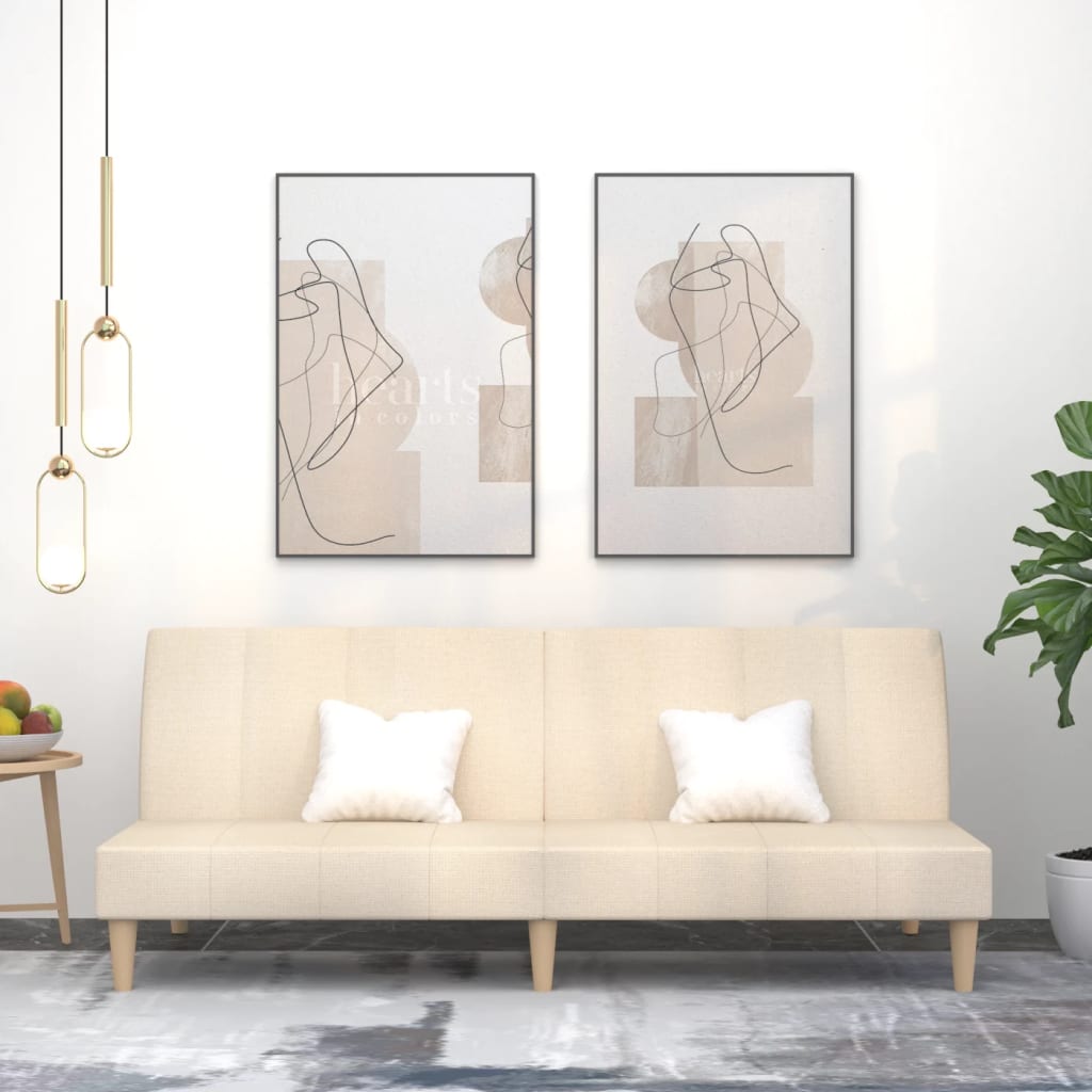 2-Personers Sovesofa Stof - Creme / Uden armlæn