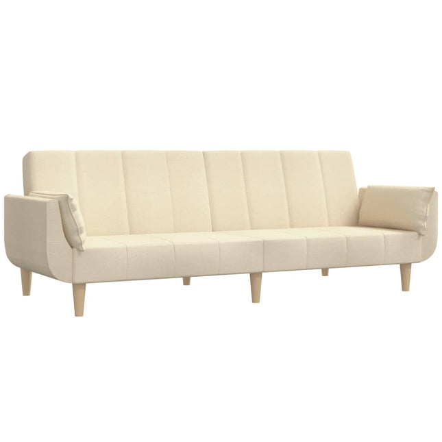 2-personers sovesofa med 2 puder stof cremefarvet