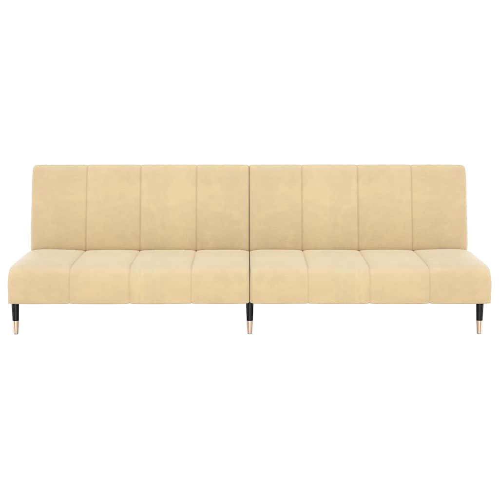2-personers sovesofa fløjl cremefarvet