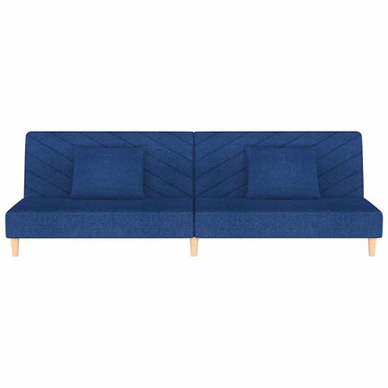 2-personers sovesofa med 2 puder stof blå