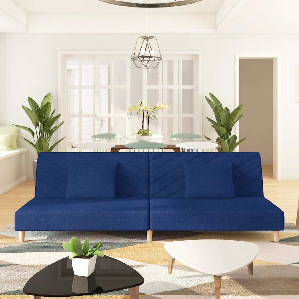 2-personers sovesofa med 2 puder stof bl