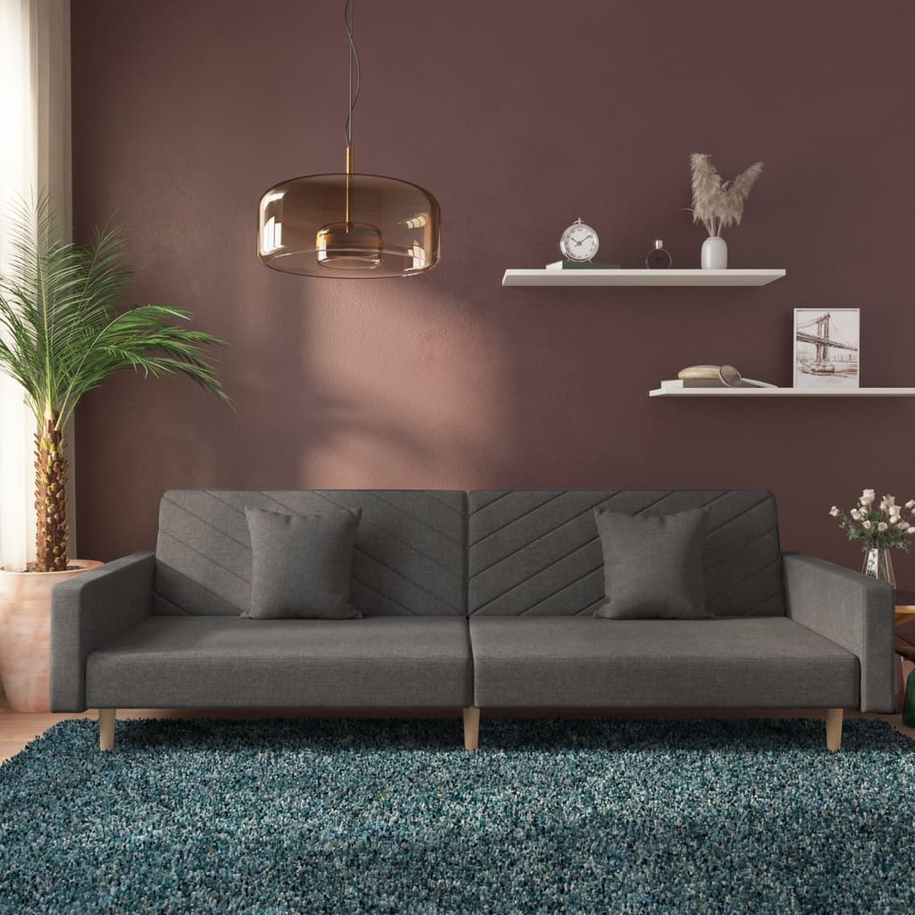 2-personers sovesofa med 2 puder stof mørkegrå billede