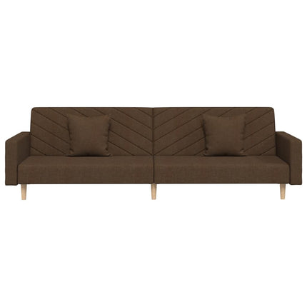 2-personers sovesofa med 2 puder stof brun