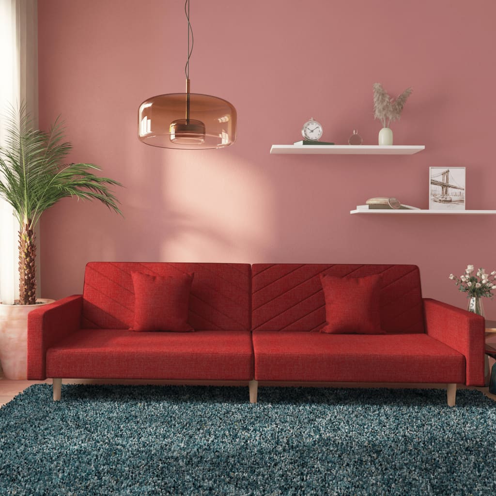 2-personers sovesofa med 2 puder stof vinrd