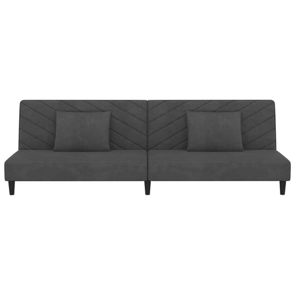 2-personers sovesofa med 2 puder fløjl mørkegrå
