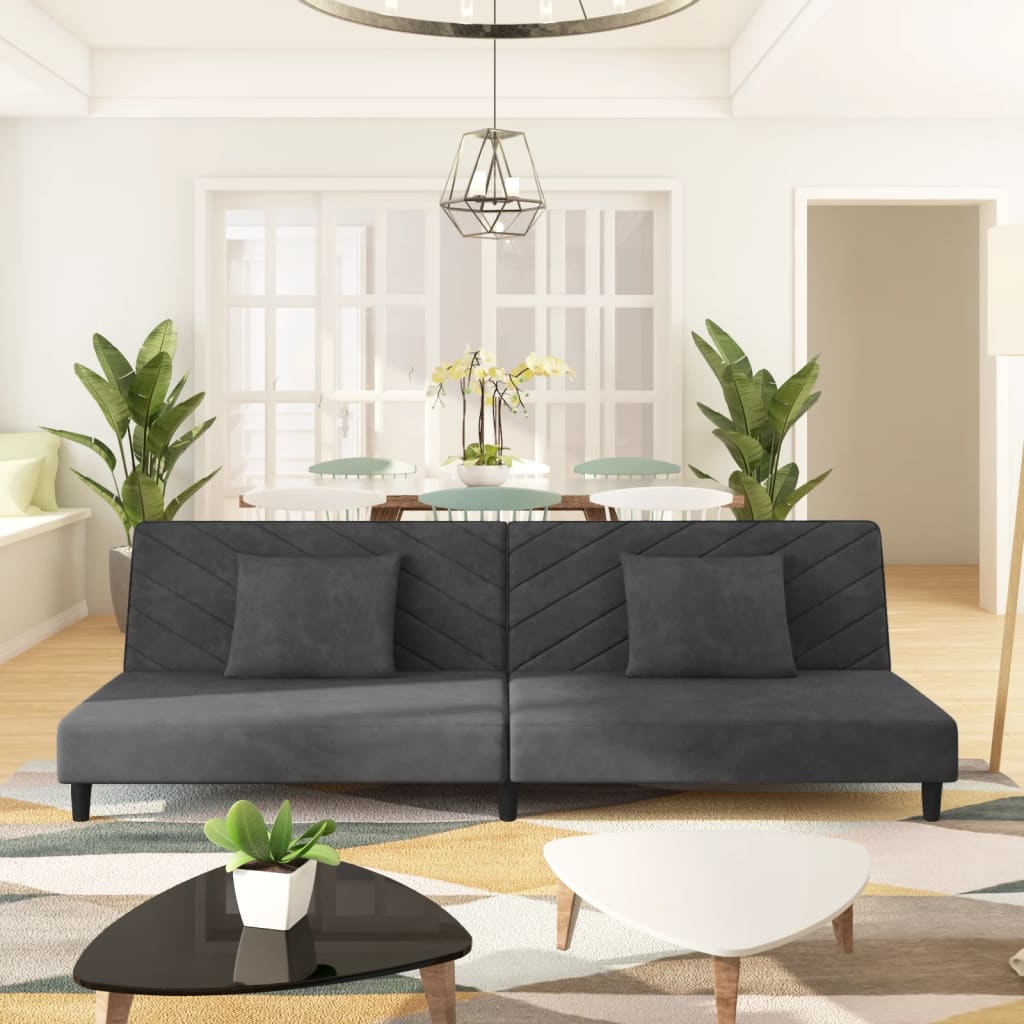 2-personers sovesofa med 2 puder fljl mrkegr