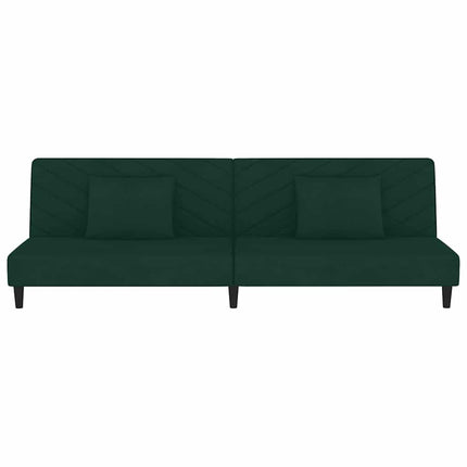 2-personers sovesofa med 2 puder fløjl mørkegrøn