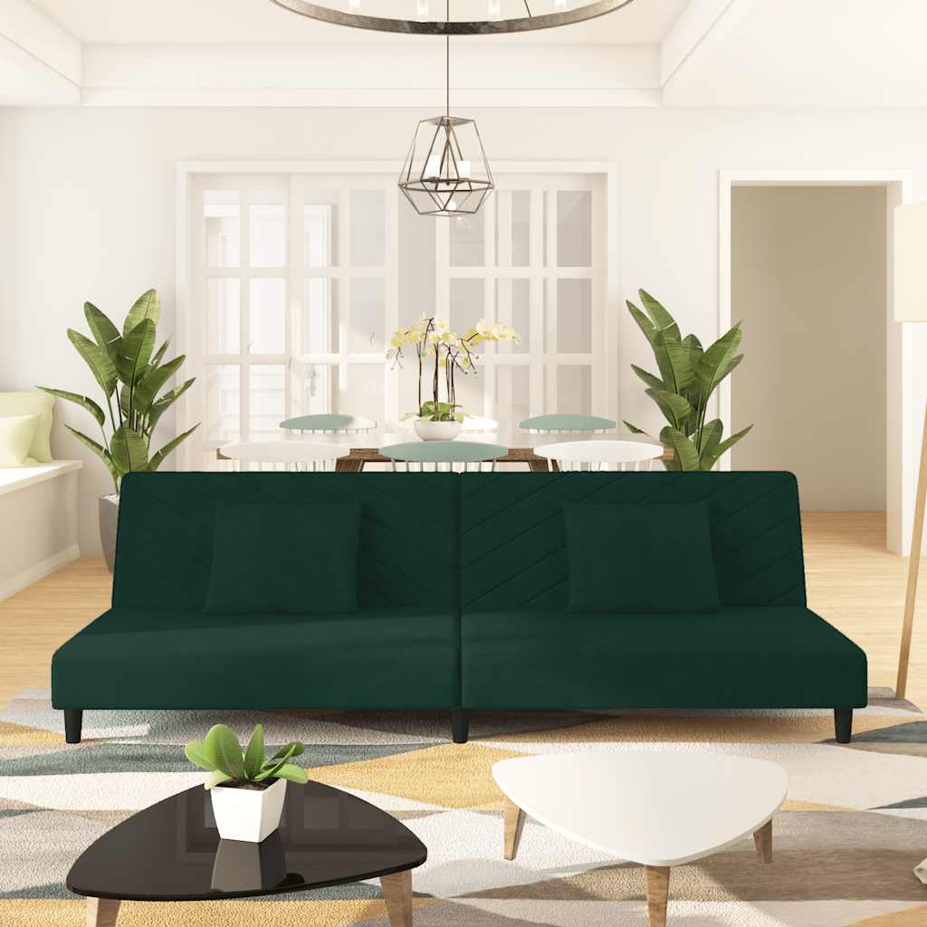 2-personers sovesofa med 2 puder fljl mrkegrn