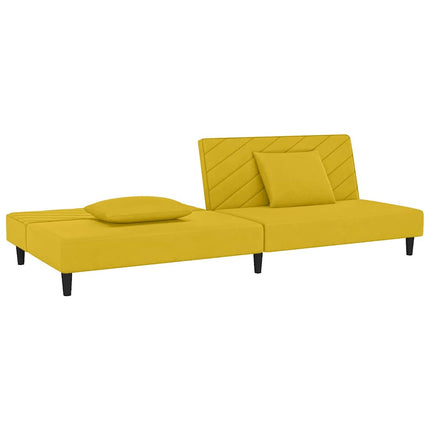 2-personers sovesofa med 2 puder fløjl gul