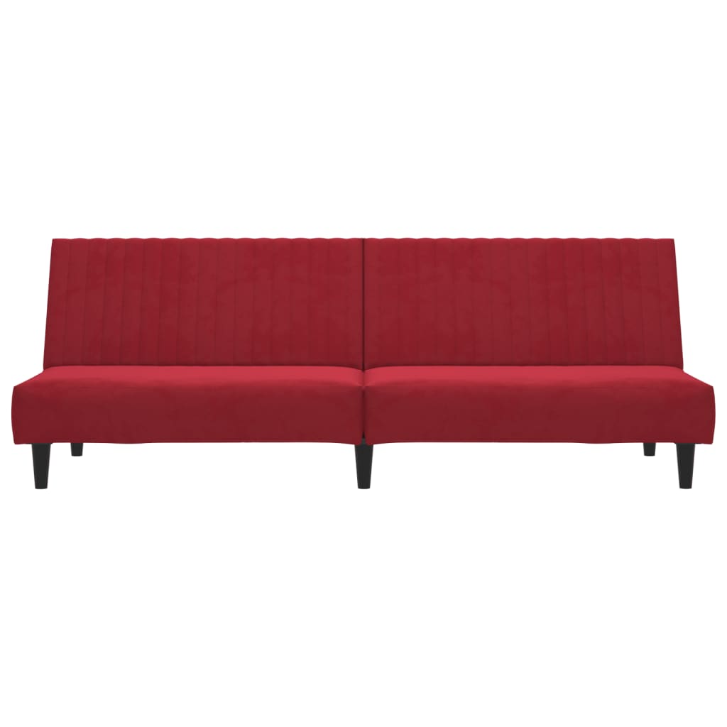 2-personers sovesofa fløjl vinrød