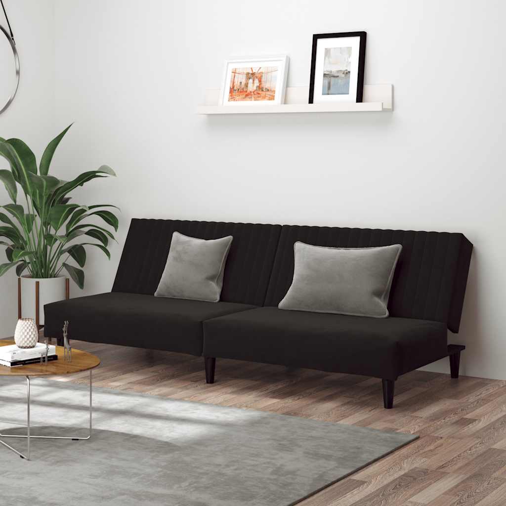2-personers sovesofa fløjl sort billede