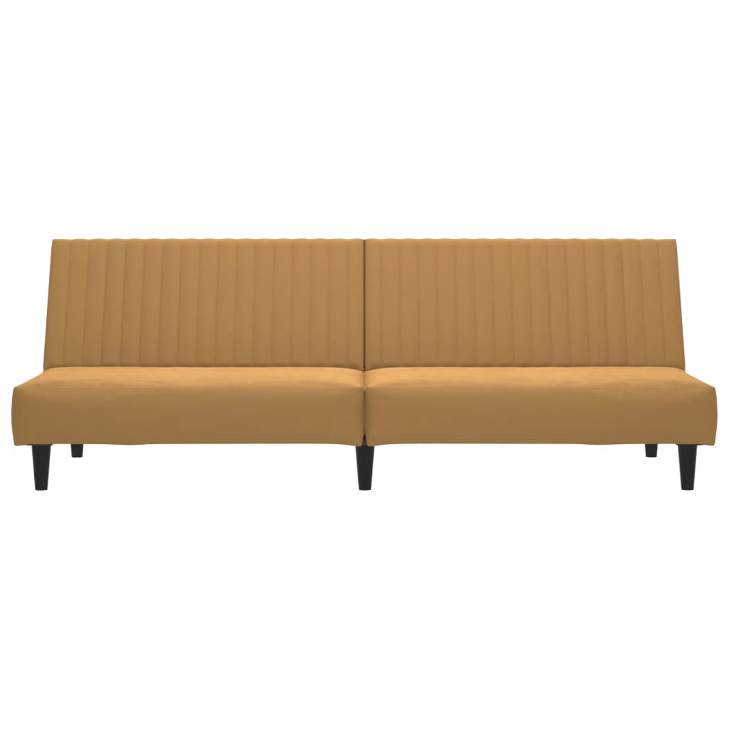 2-personers sovesofa fløjl brun