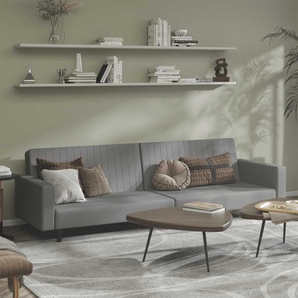2-personers sovesofa i fløjl - lysegrå, daybed med træstel