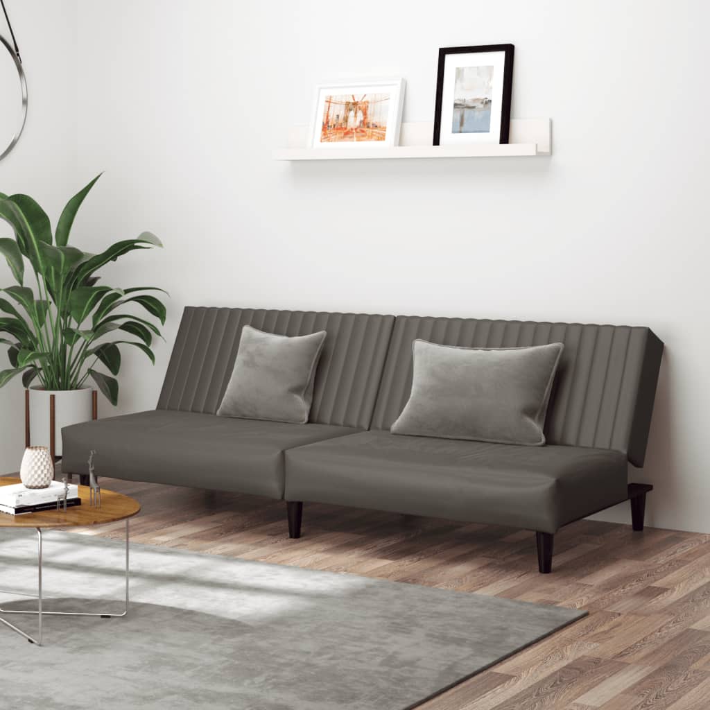 2-Personers Sovesofa Kunstlæder - Grå / Uden armlæn