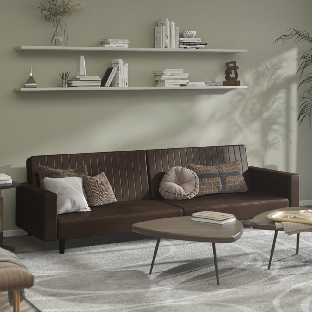 2-personers sovesofa kunstlder brun