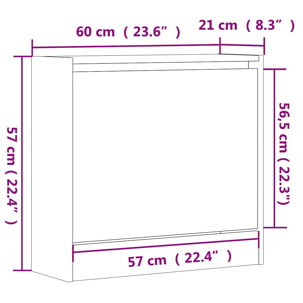 skoreol 60x21x57 cm konstrueret træ sort