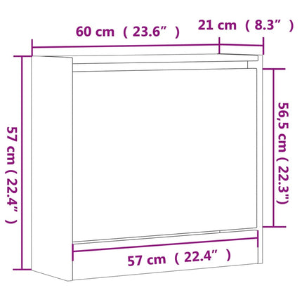 skoreol 60x21x57 cm konstrueret træ sonoma-eg