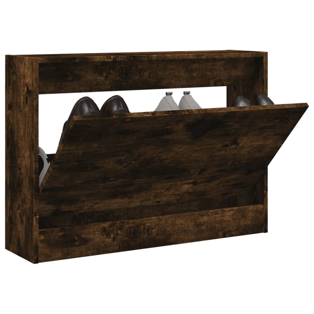 skoskab 80x21x57 cm konstrueret træ røget egetræsfarve