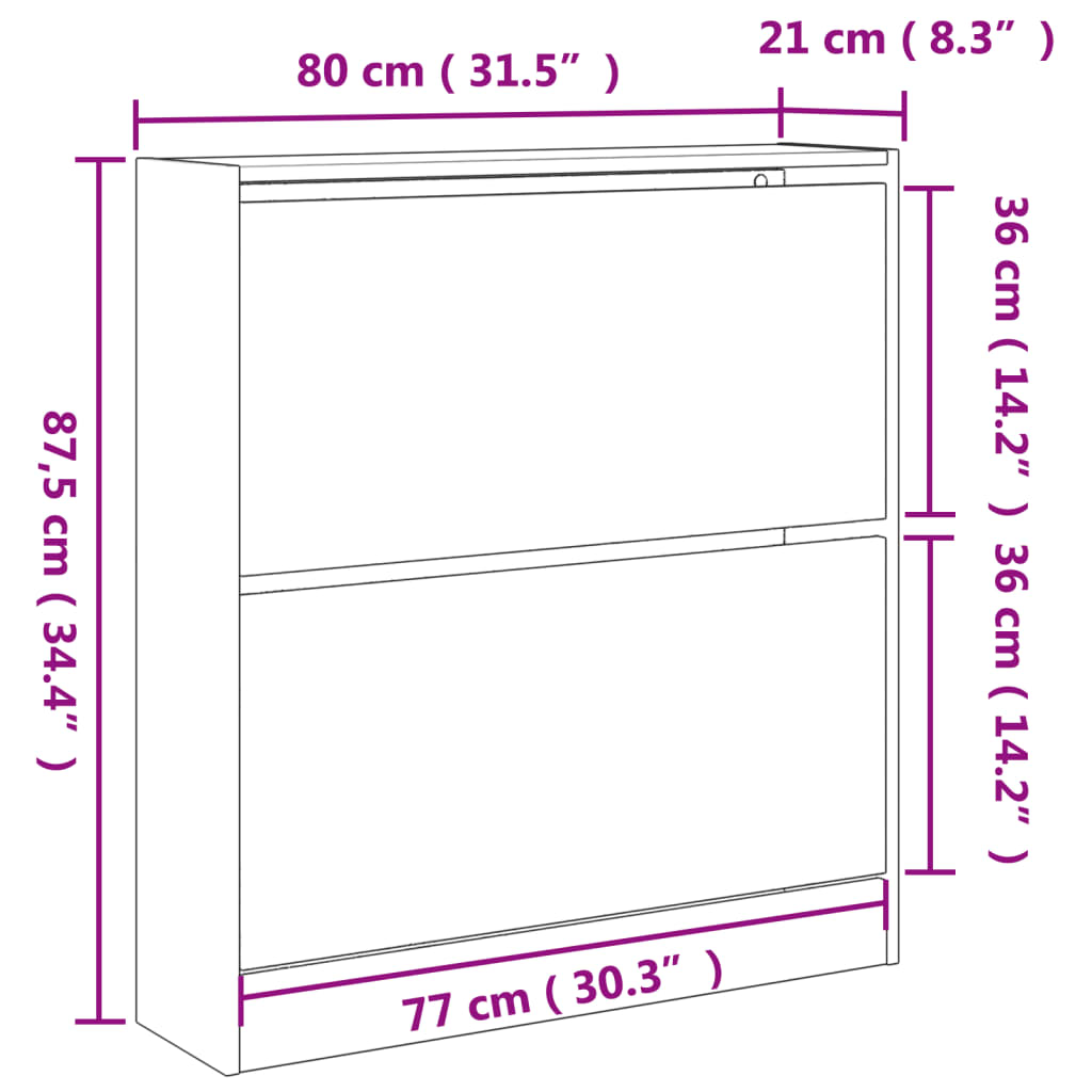 skoreol 80x21x87,5 cm konstrueret træ sonoma-eg