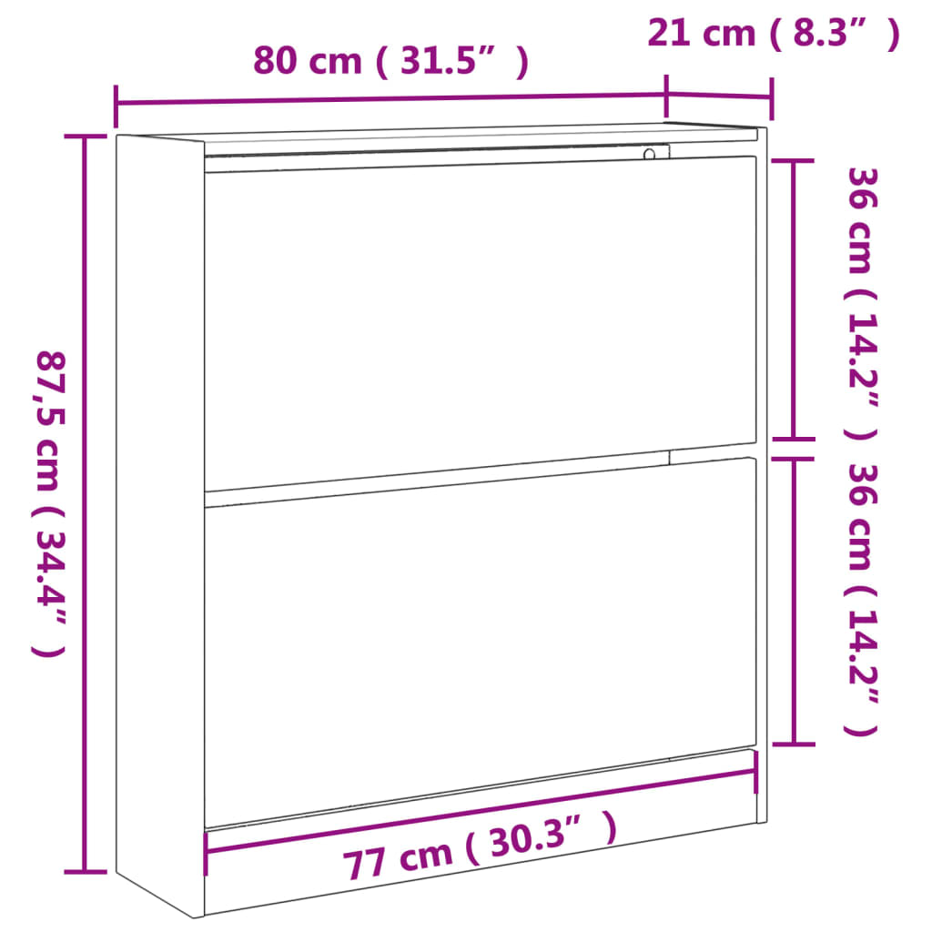 skoreol 80x21x87,5 cm konstrueret træ betongrå