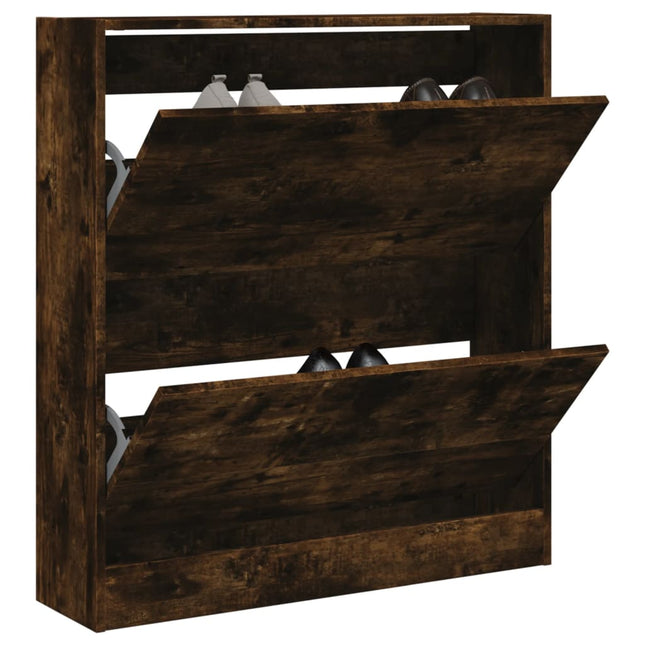 skoskab 80x21x87,5 cm konstrueret træ røget egetræsfarve