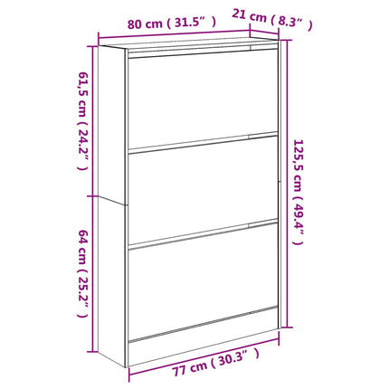 skoreol 80x21x125,5 cm konstrueret træ hvid