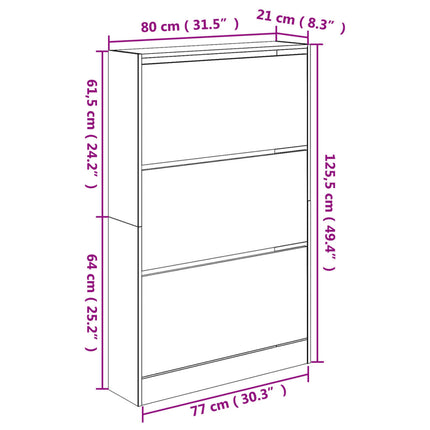 skoreol 80x21x125,5 cm konstrueret træ sort