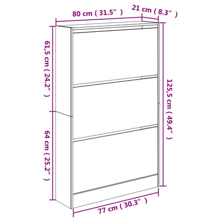 skoreol 80x21x125,5 cm konstrueret træ sonoma-eg