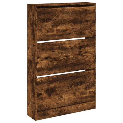 skoskab 80x21x125,5 cm konstrueret træ røget egetræsfarve