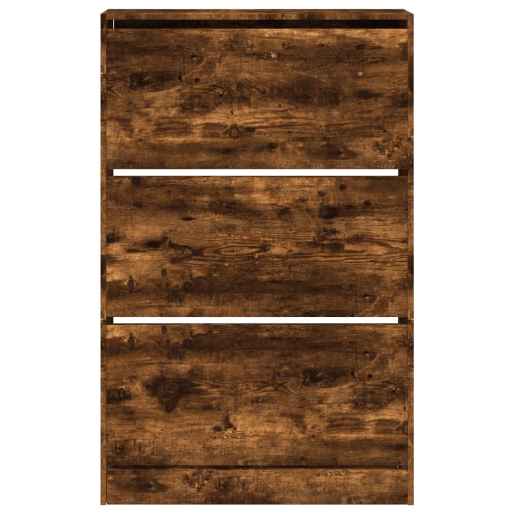 skoskab 80x21x125,5 cm konstrueret træ røget egetræsfarve