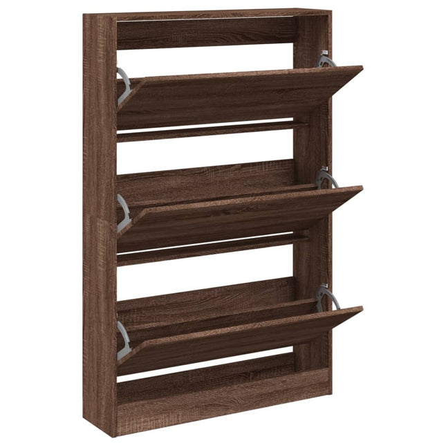 skoskab 80x21x125,5 cm konstrueret træ røget egetræsfarve