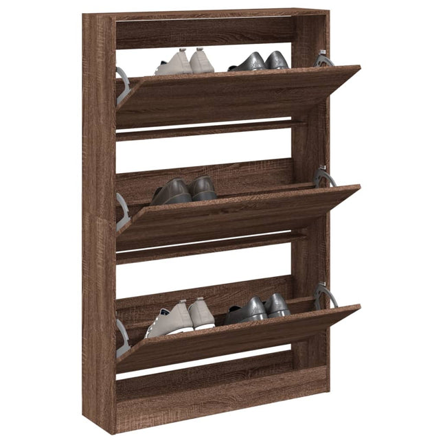 skoskab 80x21x125,5 cm konstrueret træ røget egetræsfarve